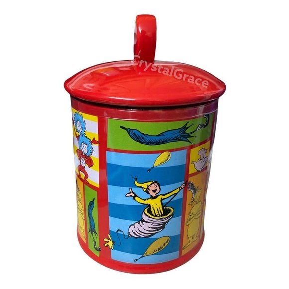 Dr. Seuss Cookie Jar Books Cat Hat Thing 1 Elephant Fish Books Colorful Rainbow - Picture 4 of 10